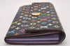 Auth Louis Vuitton Monogram Multicolor Portefeuille Sarah Wallet Black Box 1982J