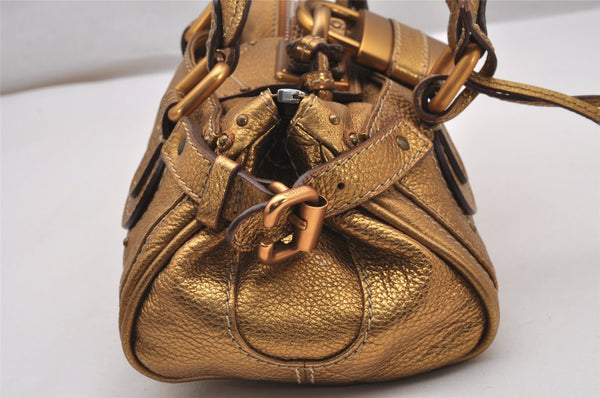 Authentic Chloe Mini Paddington Leather Shoulder Hand Bag Purse Gold 1983J