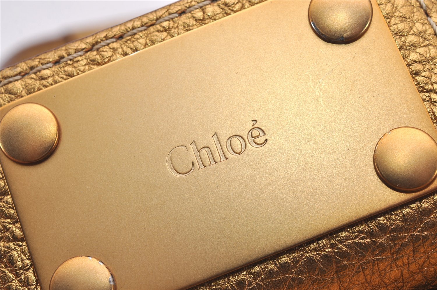 Authentic Chloe Mini Paddington Leather Shoulder Hand Bag Purse Gold 1983J