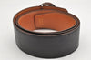 Authentic HERMES Horse Buckle Leather Belt Size 90cm 35.4" Black Brown 1983K