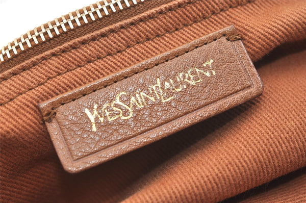 Authentic YVES SAINT LAURENT Muse Two Shoulder Bag Leather Canvas Brown 1984K