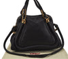 Authentic Chloe Paraty Medium 2Way Shoulder Hand Bag Purse Leather Black 1986J