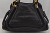 Authentic Chloe Paraty Medium 2Way Shoulder Hand Bag Purse Leather Black 1986J