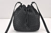 Authentic BOTTEGA VENETA Intrecciato Leather Shoulder Drawstring Bag Black 1986K