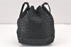 Authentic BOTTEGA VENETA Intrecciato Leather Shoulder Drawstring Bag Black 1986K