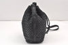 Authentic BOTTEGA VENETA Intrecciato Leather Shoulder Drawstring Bag Black 1986K