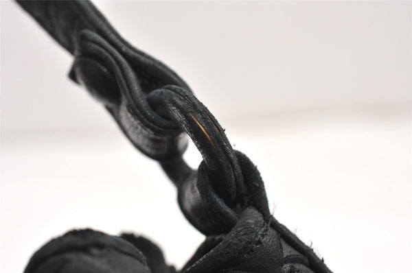 Authentic BOTTEGA VENETA Intrecciato Leather Shoulder Drawstring Bag Black 1986K