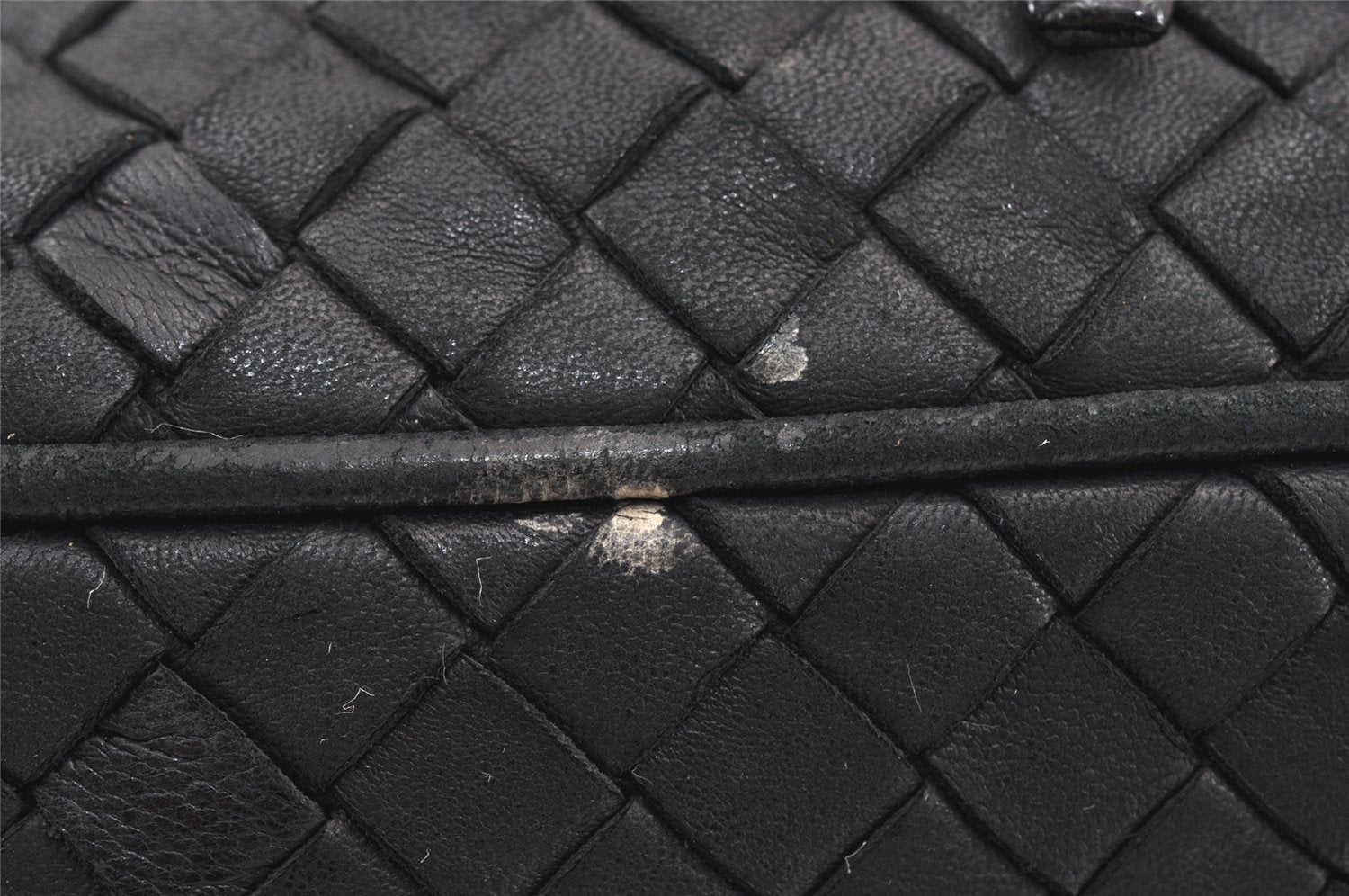 Authentic BOTTEGA VENETA Intrecciato Leather Shoulder Drawstring Bag Black 1986K