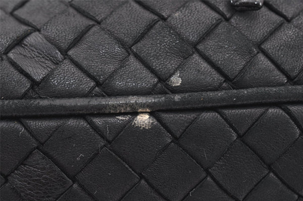 Authentic BOTTEGA VENETA Intrecciato Leather Shoulder Drawstring Bag Black 1986K