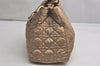 Authentic Christian Dior Cannage Nylon Leather Shoulder Hand Bag Beige CD 1987K