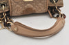 Authentic Christian Dior Cannage Nylon Leather Shoulder Hand Bag Beige CD 1987K