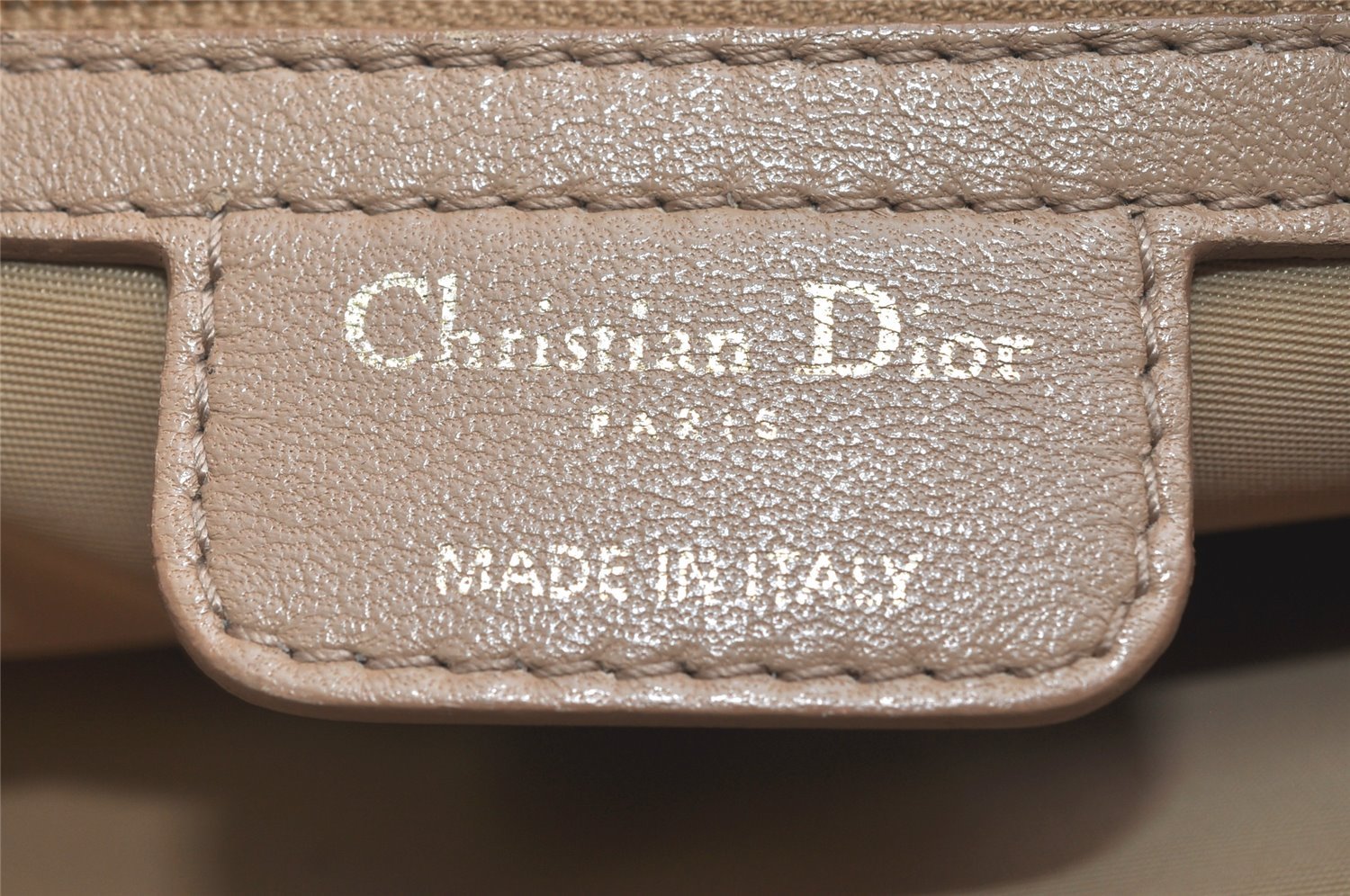 Authentic Christian Dior Cannage Nylon Leather Shoulder Hand Bag Beige CD 1987K