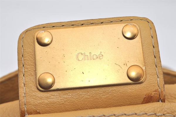 Authentic Chloe Vintage Paddington Leather Shoulder Hand Bag Beige 1988J