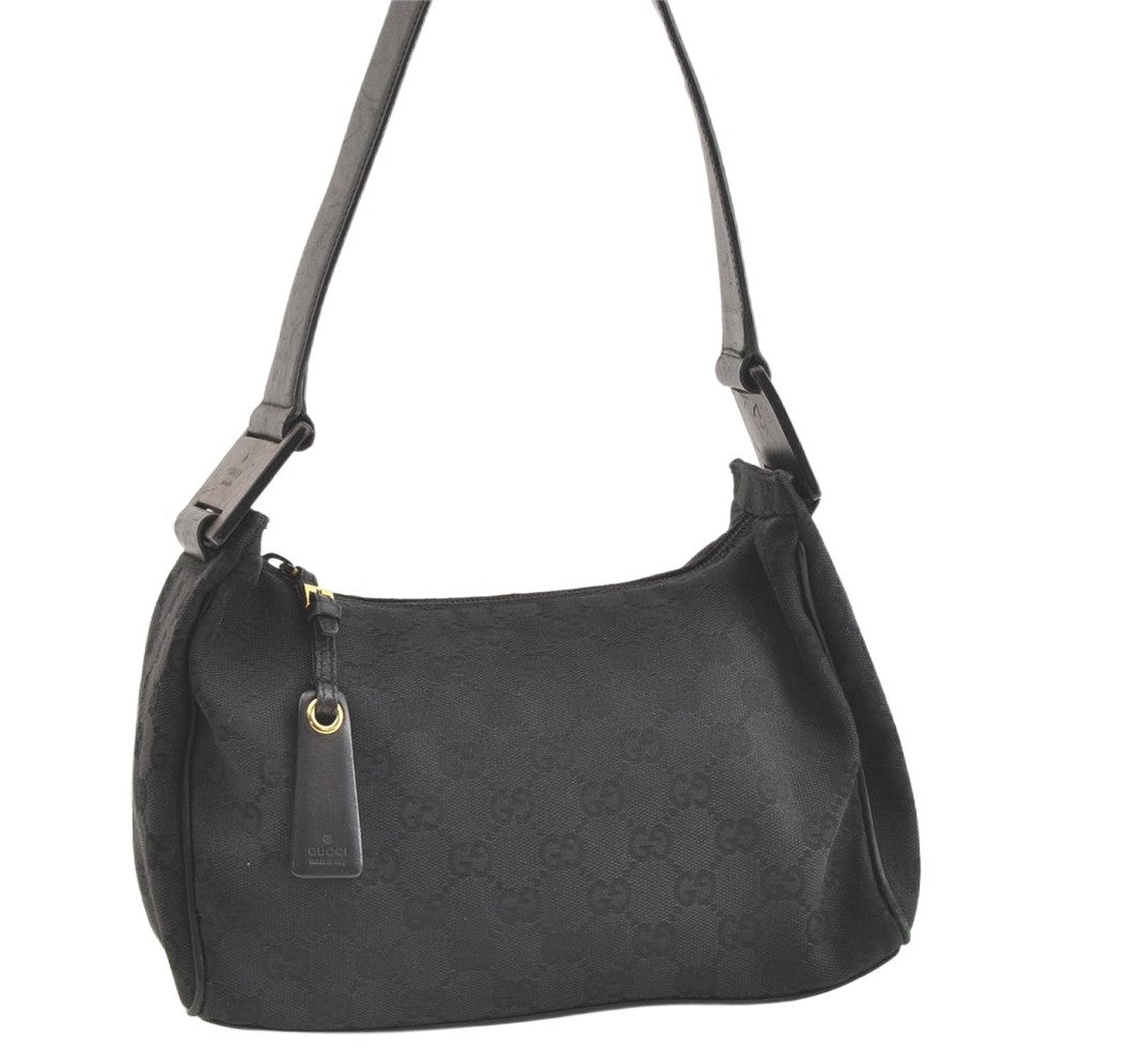 Authentic GUCCI Shoulder Hand Bag Purse GG Canvas Leather 92699 Black 1988K