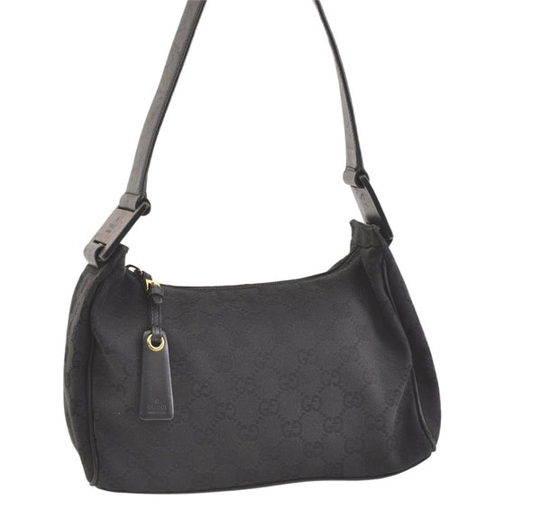 Authentic GUCCI Shoulder Hand Bag Purse GG Canvas Leather 92699 Black 1988K