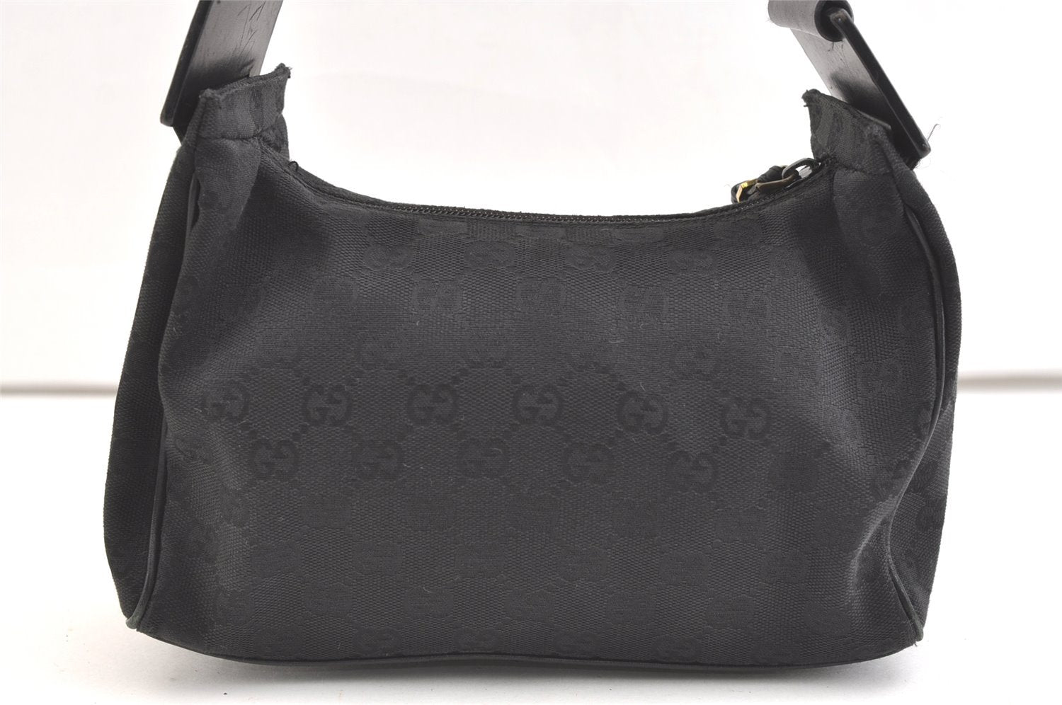 Authentic GUCCI Shoulder Hand Bag Purse GG Canvas Leather 92699 Black 1988K