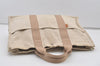 Authentic HERMES New Fourre Tout MM Hand Tote Bag Canvas Leather Beige 1989J