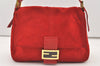 Authentic FENDI Mamma Baguette Shoulder Hand Bag Purse Suede Leather Red 1990J