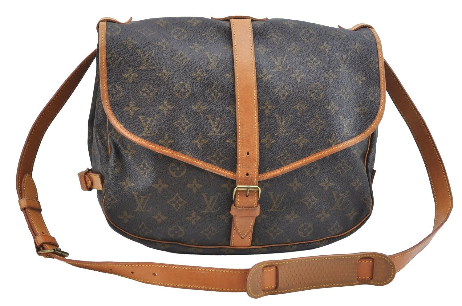 Authentic Louis Vuitton Monogram Saumur 35 Shoulder Cross Bag M42254 LV 1991J
