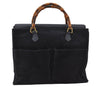 Authentic GUCCI Bamboo 2Way Shoulder Hand Bag Suede Leather Navy 1992J