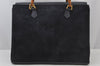 Authentic GUCCI Bamboo 2Way Shoulder Hand Bag Suede Leather Navy 1992J