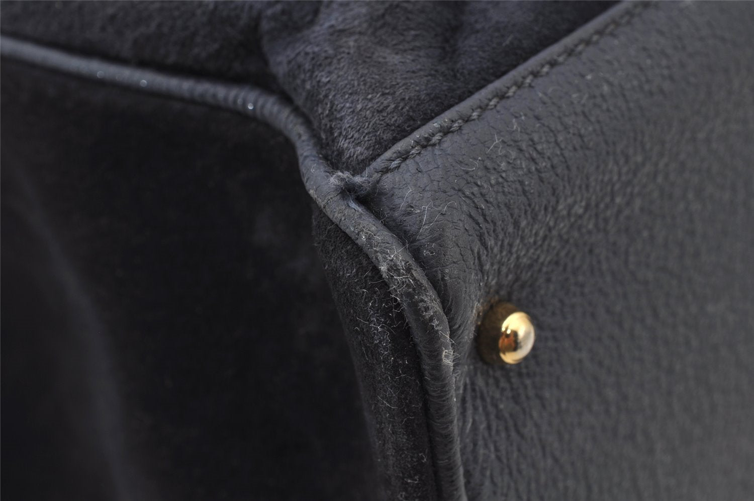 Authentic GUCCI Bamboo 2Way Shoulder Hand Bag Suede Leather Navy 1992J