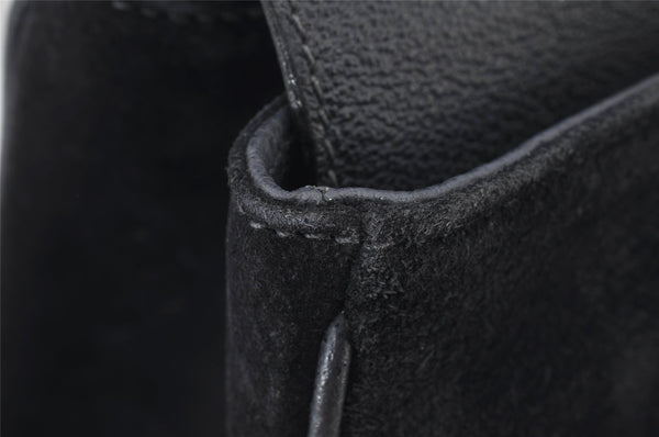 Authentic GUCCI Bamboo 2Way Shoulder Hand Bag Suede Leather Navy 1992J