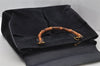 Authentic GUCCI Bamboo 2Way Shoulder Hand Bag Suede Leather Navy 1992J
