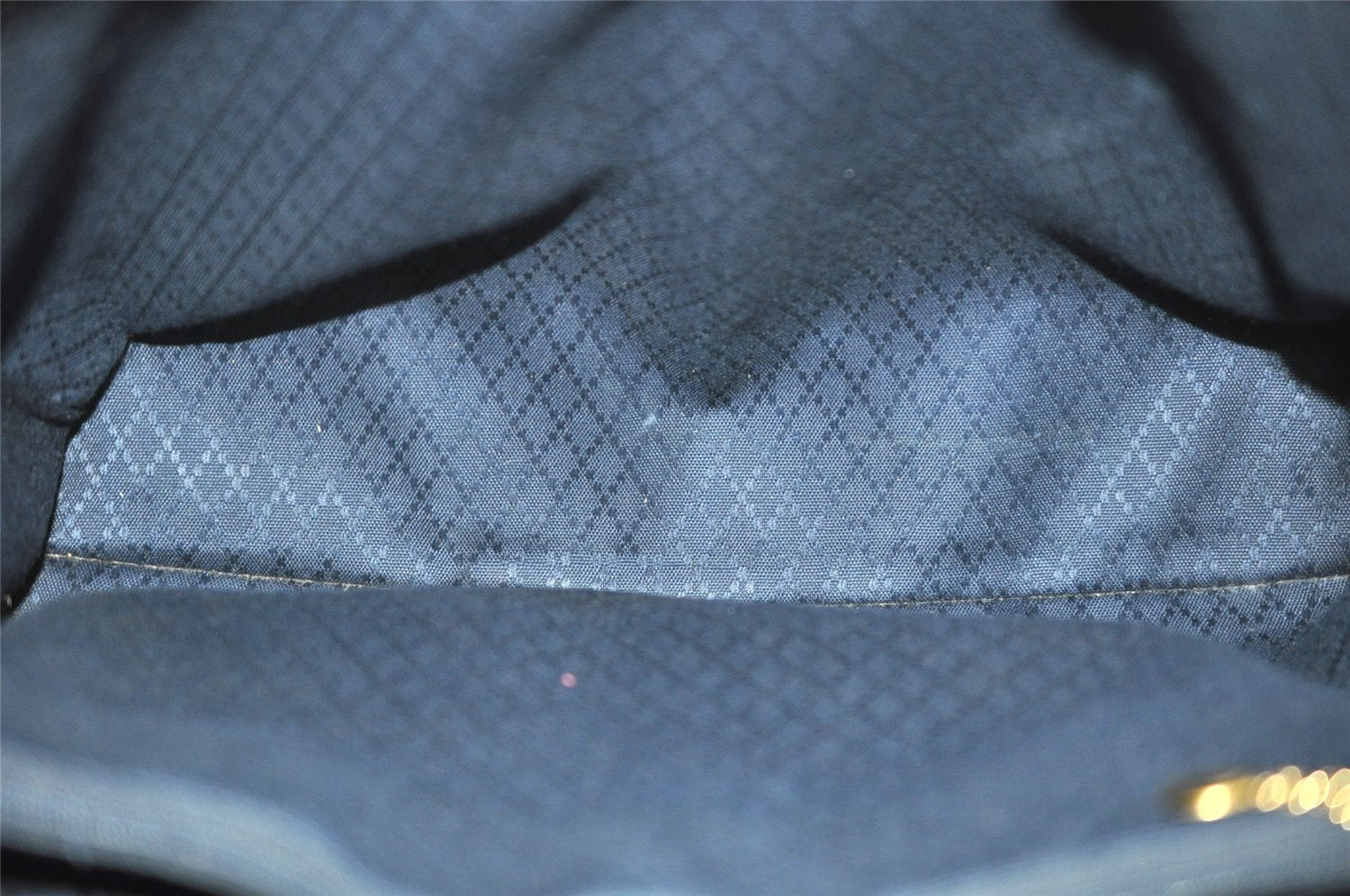 Authentic GUCCI Bamboo 2Way Shoulder Hand Bag Suede Leather Navy 1992J