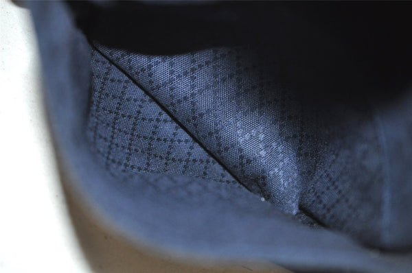 Authentic GUCCI Bamboo 2Way Shoulder Hand Bag Suede Leather Navy 1992J