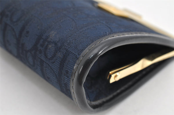 Authentic Christian Dior Trotter Coin Purse Canvas Leather Navy Blue 1992K