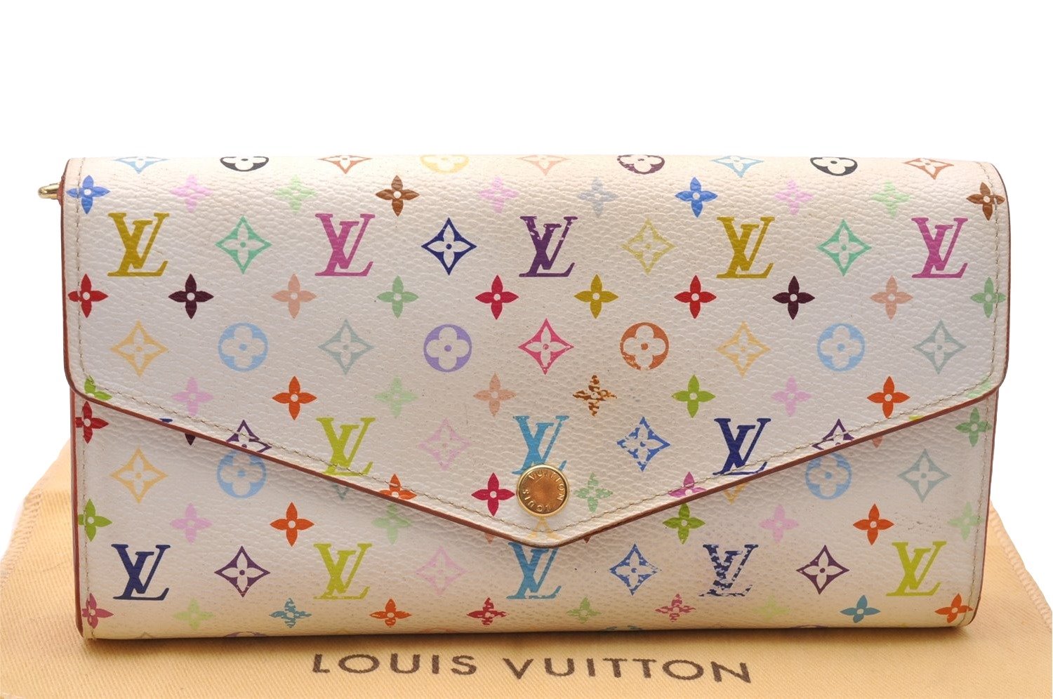 Auth Louis Vuitton Monogram Multicolor Portefeuille Sarah Wallet M60667 LV 1993J