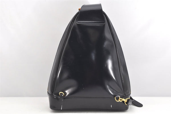 Authentic GUCCI Bamboo Shoulder Cross Bag Enamel Navy Blue Junk 1993K