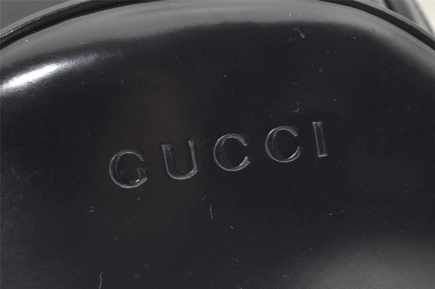 Authentic GUCCI Bamboo Shoulder Cross Bag Enamel Navy Blue Junk 1993K