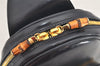 Authentic GUCCI Bamboo Shoulder Cross Bag Enamel Navy Blue Junk 1993K