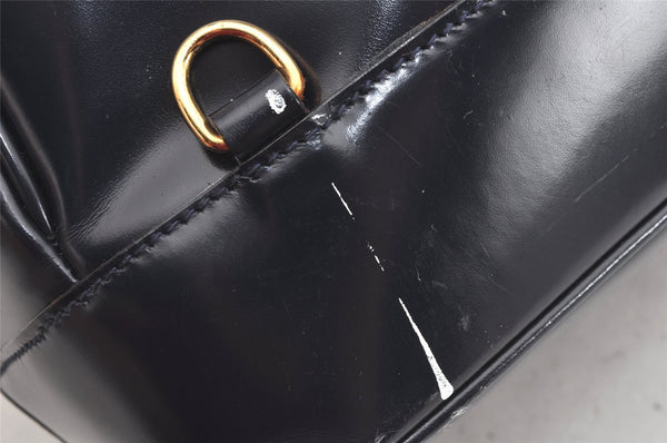 Authentic GUCCI Bamboo Shoulder Cross Bag Enamel Navy Blue Junk 1993K