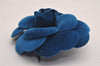 Authentic CHANEL Camellia Vintage Corsage Brooch Velvet Blue Box 1994J