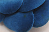 Authentic CHANEL Camellia Vintage Corsage Brooch Velvet Blue Box 1994J