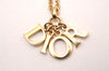 Authentic Christian Dior Gold Tone Chain Pendant Necklace CD 1995J