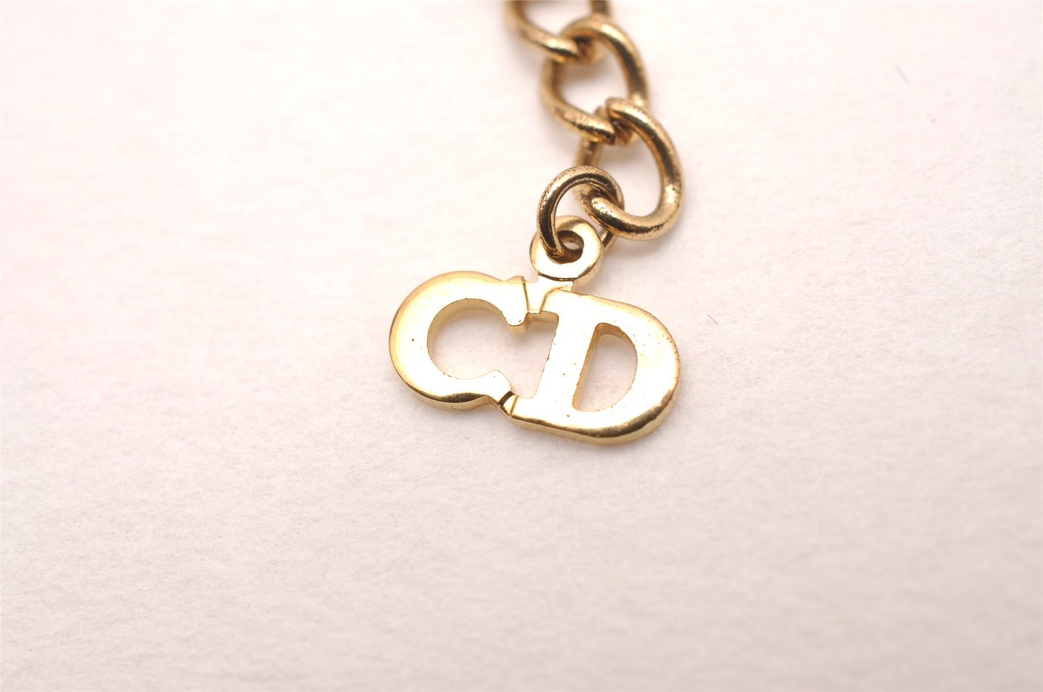 Authentic Christian Dior Gold Tone Chain Pendant Necklace CD 1995J