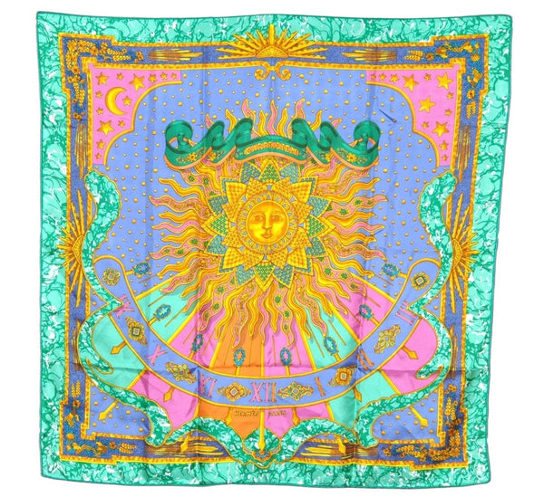 Authentic HERMES Carre 90 Scarf "CARPE DIEM" Silk Green 1995K