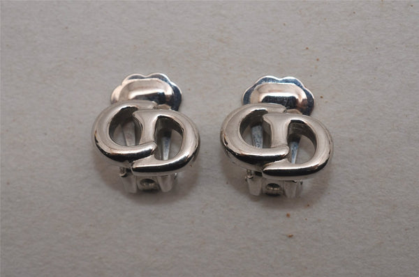 Authentic Christian Dior Clip-On Earrings Silver Tone CD 1996J