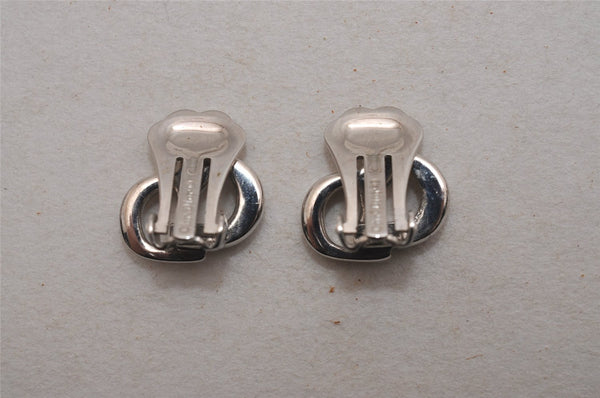 Authentic Christian Dior Clip-On Earrings Silver Tone CD 1996J