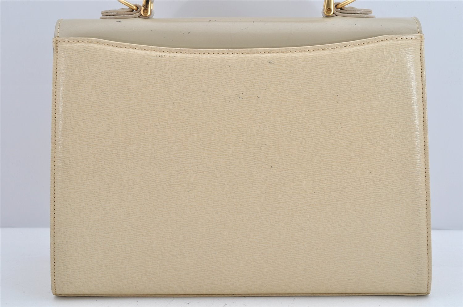 Authentic Burberrys Leather 2Way Shoulder Hand Bag Purse Cream White 1996K
