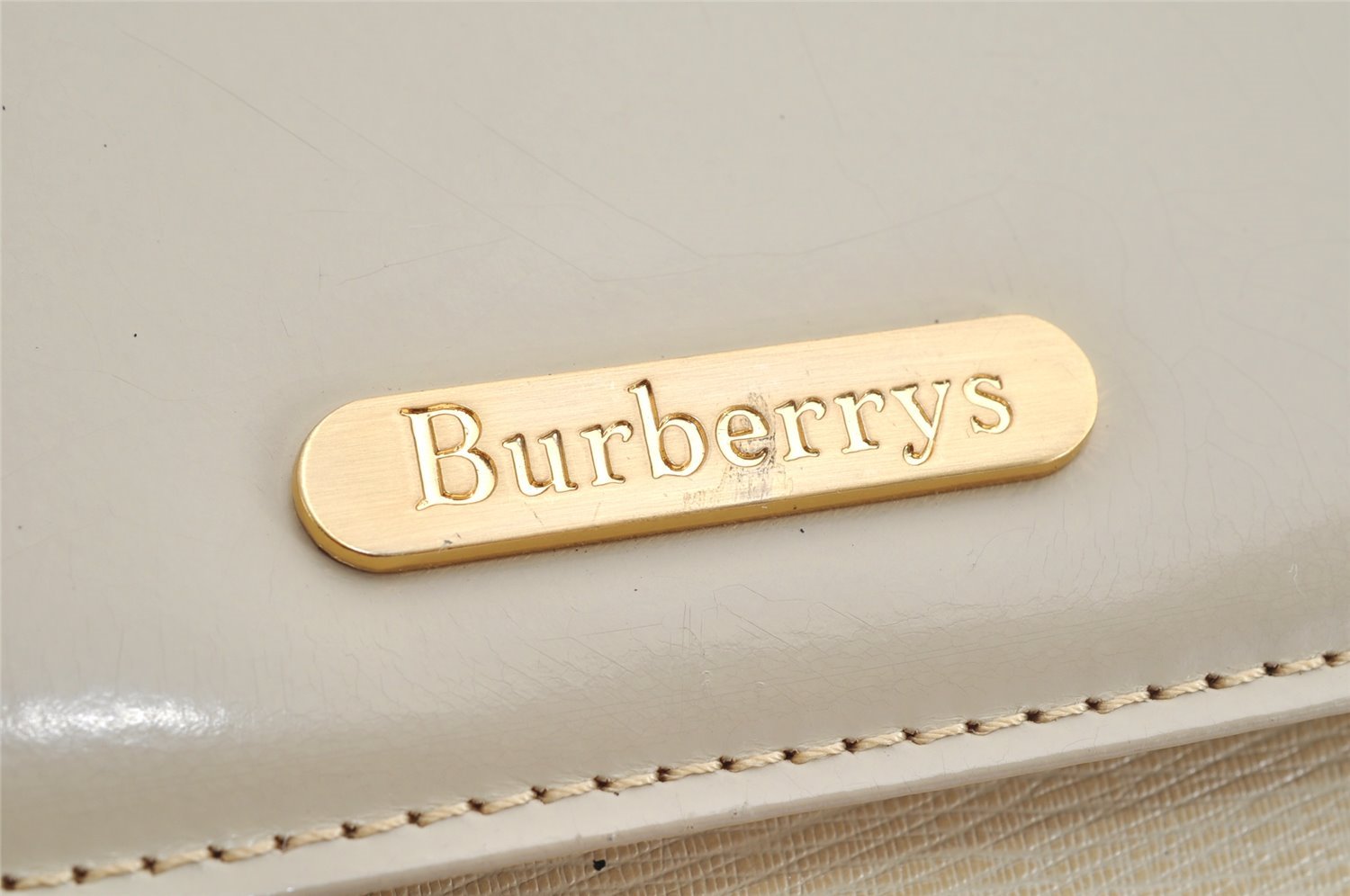 Authentic Burberrys Leather 2Way Shoulder Hand Bag Purse Cream White 1996K