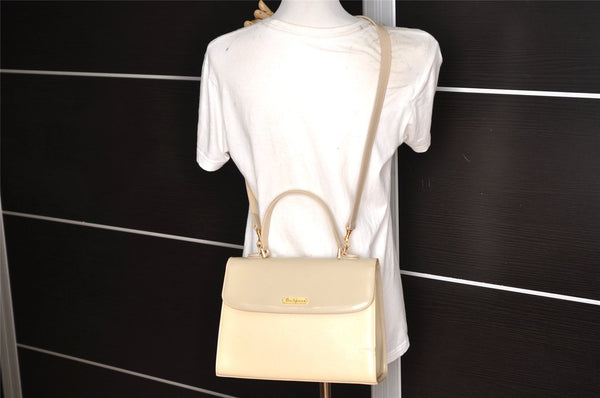 Authentic Burberrys Leather 2Way Shoulder Hand Bag Purse Cream White 1996K