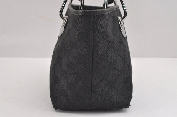 Authentic GUCCI Eclipse Hand Tote Bag Purse GG Canvas Leather 120844 Black 1997J
