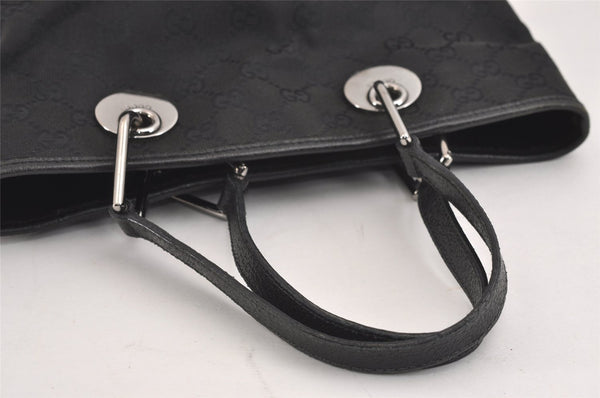 Authentic GUCCI Eclipse Hand Tote Bag Purse GG Canvas Leather 120844 Black 1997J