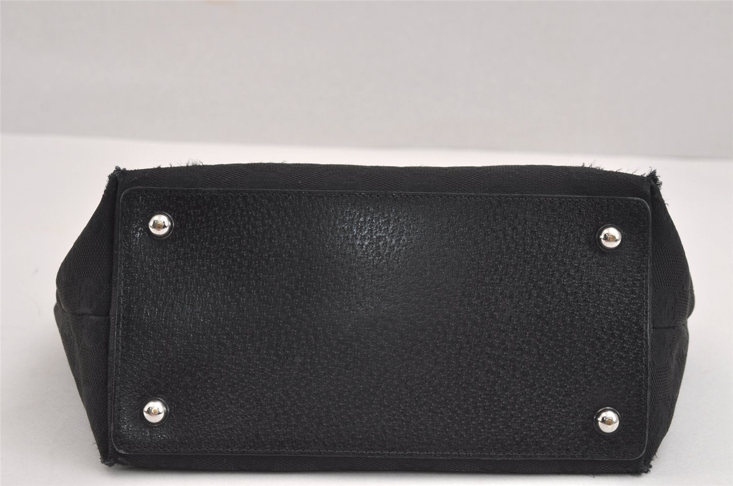 Authentic GUCCI Eclipse Hand Tote Bag Purse GG Canvas Leather 120844 Black 1997J