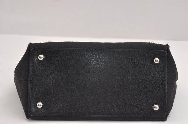 Authentic GUCCI Eclipse Hand Tote Bag Purse GG Canvas Leather 120844 Black 1997J